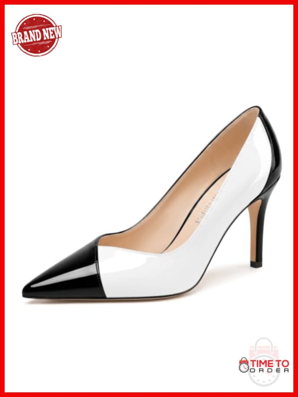 Pointy Toe Stiletto Pumps Patent Leather Slip-On Heels